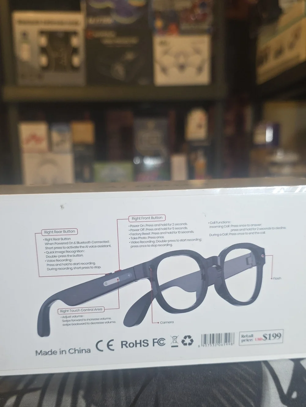 AI Glasses Smart Sunglasses -with CAMERA Black.FACTORY SEALED AI Asst